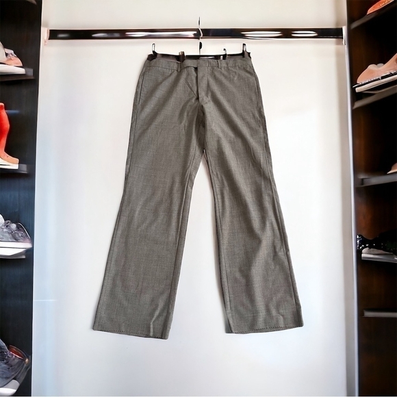BOSS HUGO BOSS MARLOW Gray Flat Front Tailored Fit Virgin Wool Men’s Dress Pants - Picture 1 of 5